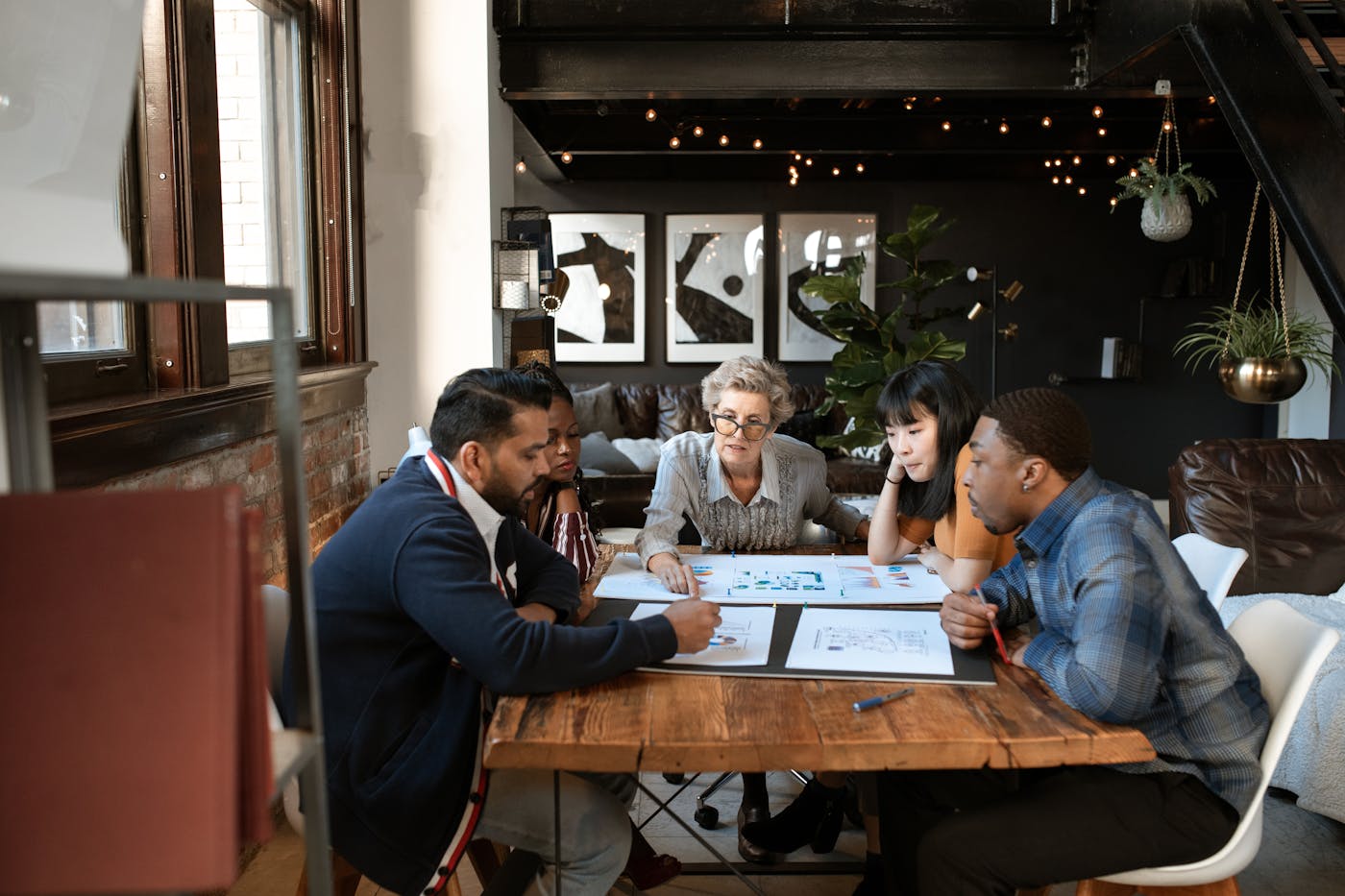 Professionals reviewing documents together